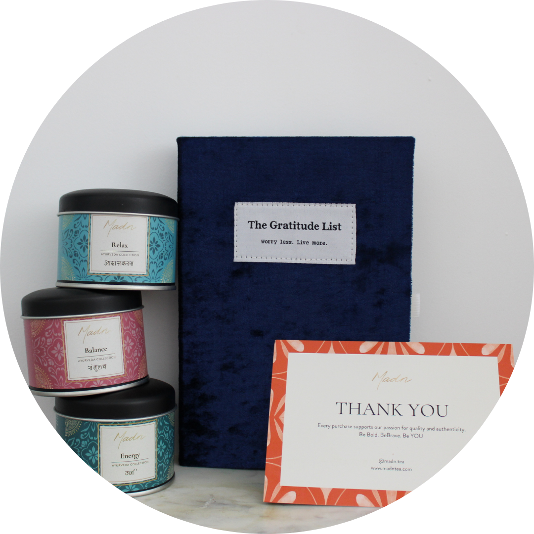 Gratitude List Journal + Ayurveda Bundle Set