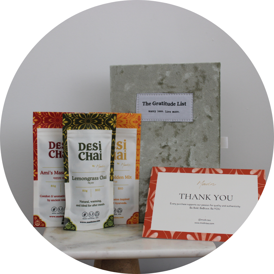 Gratitude List Journal + Desi Chai Bundle Set
