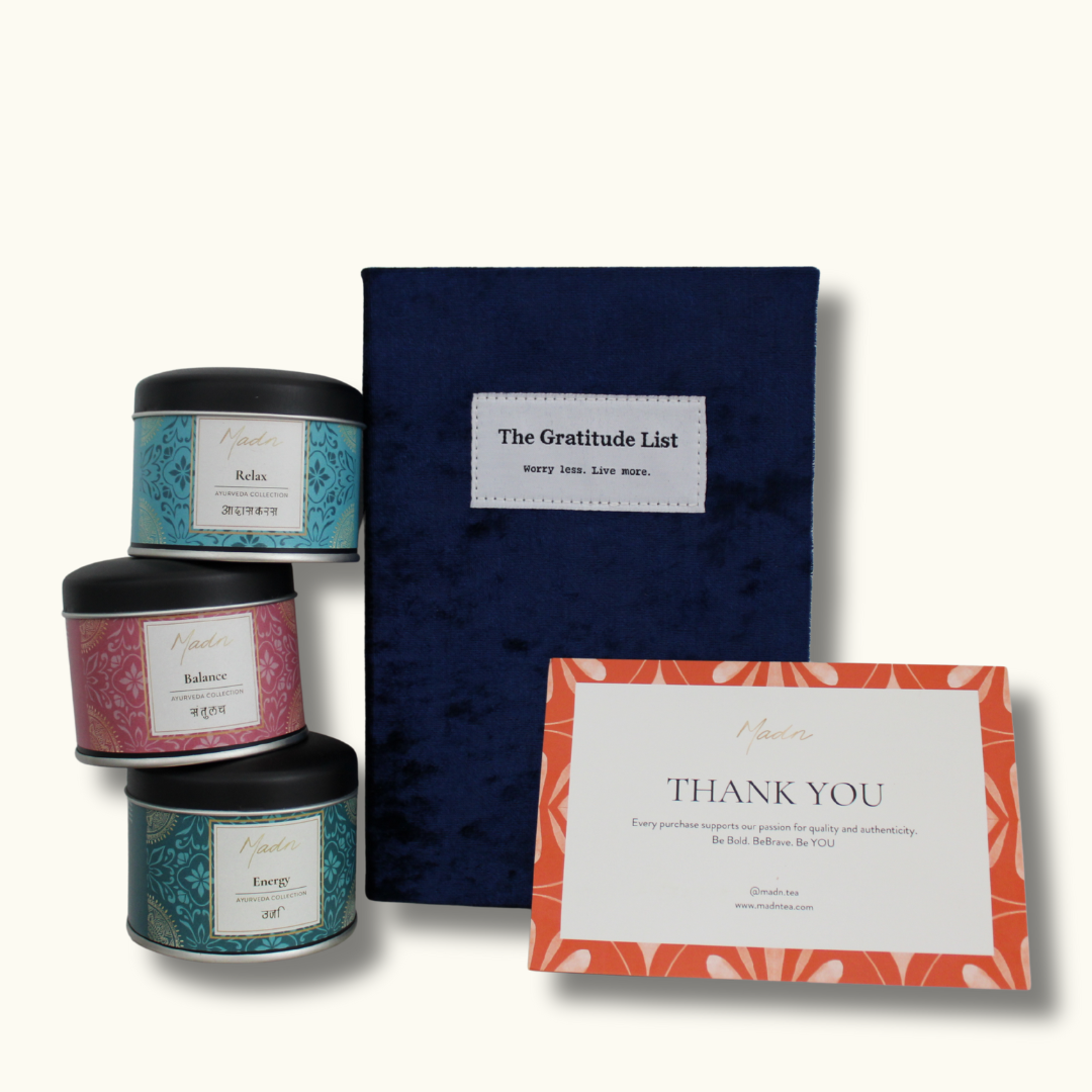 Gratitude List Journal + Ayurveda Bundle Set