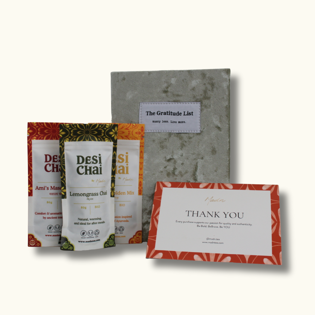Gratitude List Journal + Desi Chai Bundle Set